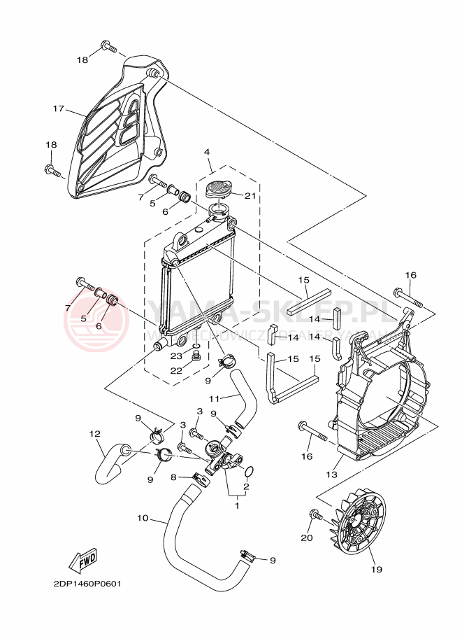 Schemat "Węże chłodnicy" do Yamaha GPD125-A