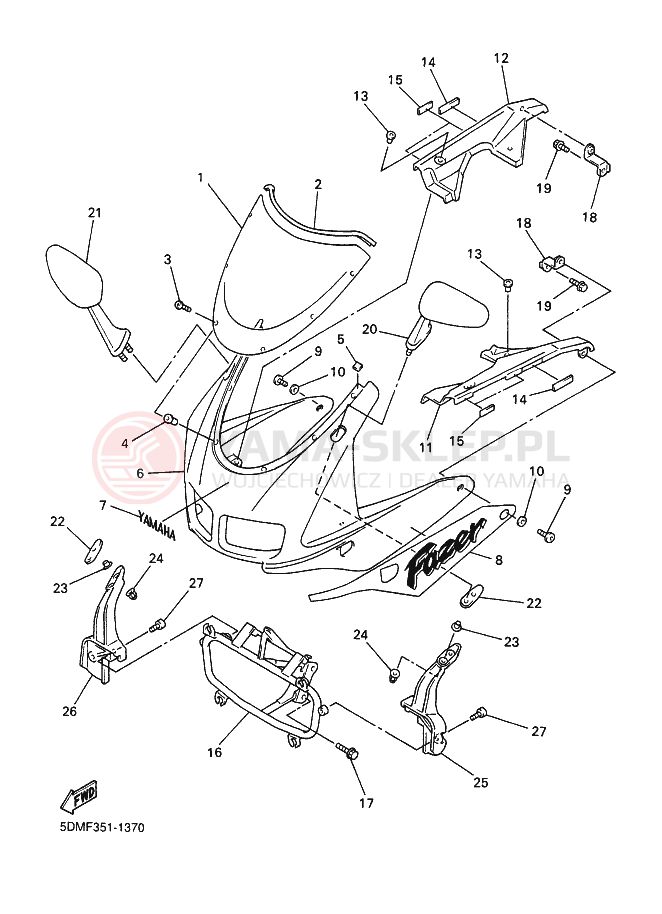Schemat "Obudowa silnika" do Yamaha FZS600S FAZER