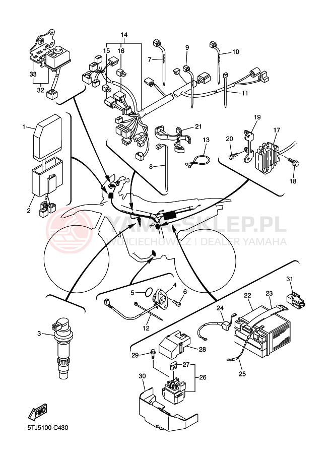 Schemat "układ elektryczny" do Yamaha WR450F