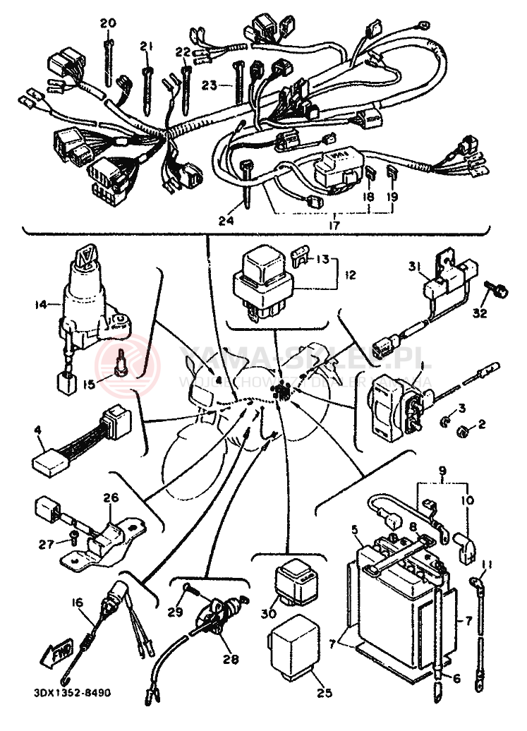 Schemat "układ elektryczny" do Yamaha FZ750 GENESIS