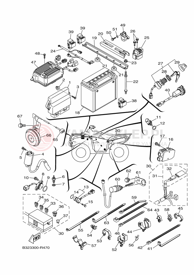 Schemat "układ elektryczny" do Yamaha KODIAK 700 EPS