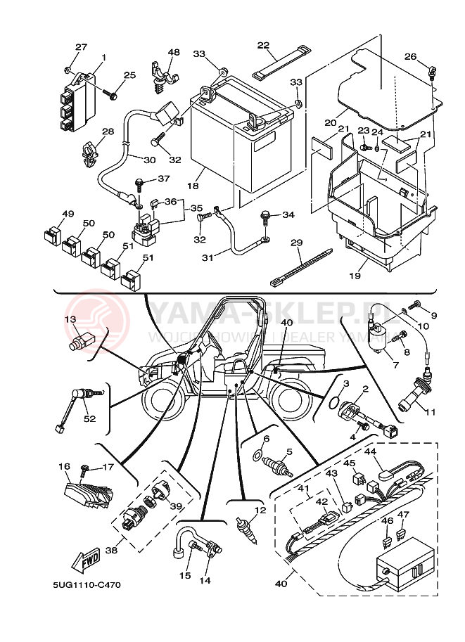 Schemat "układ elektryczny" do Yamaha RHINO 660