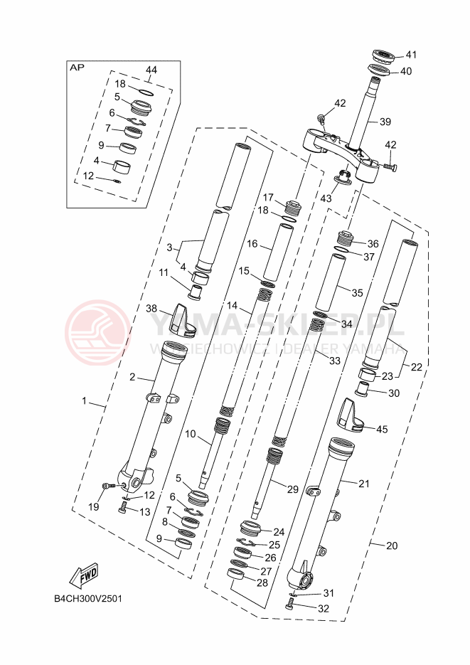 Schemat "Amortyzatory przód" do Yamaha MT-07