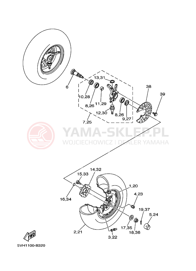 Schemat "Koło przód" do Yamaha GRIZZLY