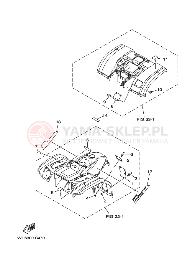 Schemat "naklejki" do Yamaha KODIAK 2WD
