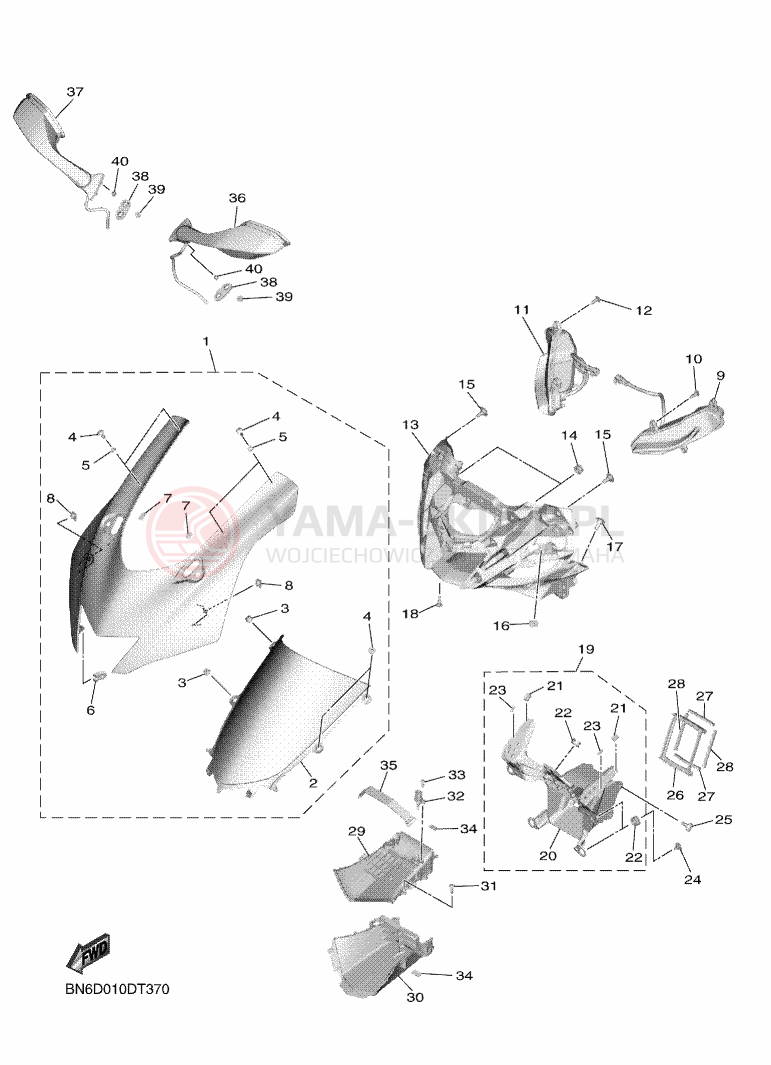 Schemat "elementy nadwozia" do Yamaha YZF-R6 RaceBase