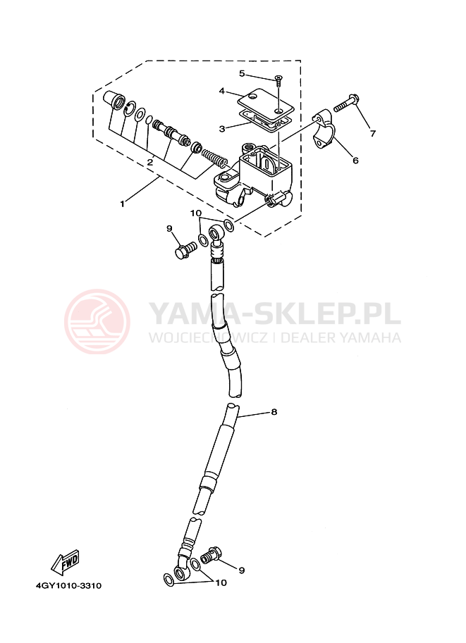Schemat "Pompa hamulcowa przednia" do Yamaha TT250R