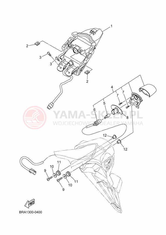Schemat "Oświetlenie tył" do Yamaha R3