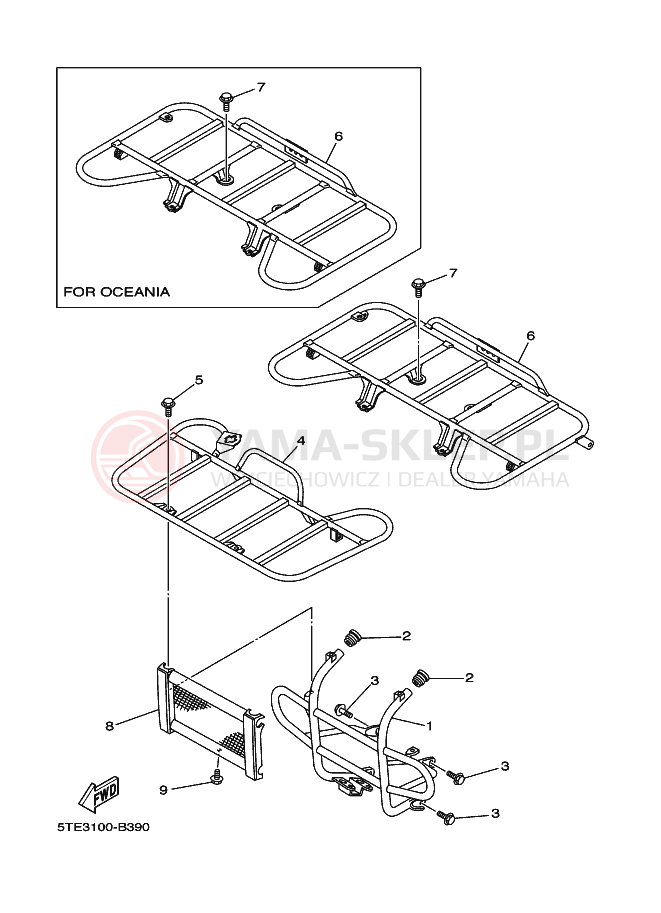 Schemat "RAMIĘ STERUJĄCE" do Yamaha KODIAK 4WD