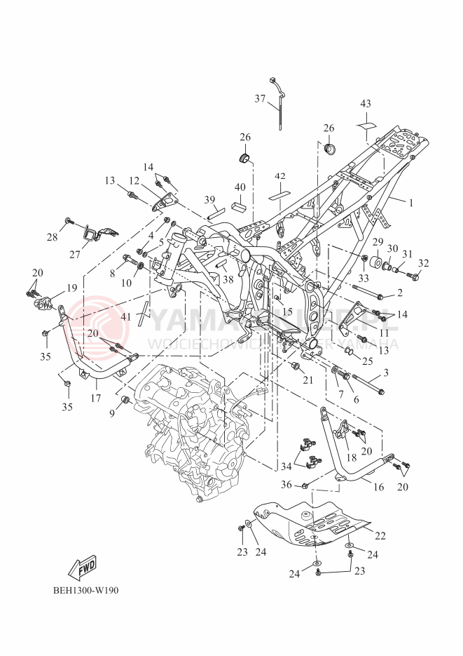 Schemat "rama" do Yamaha TENERE 700