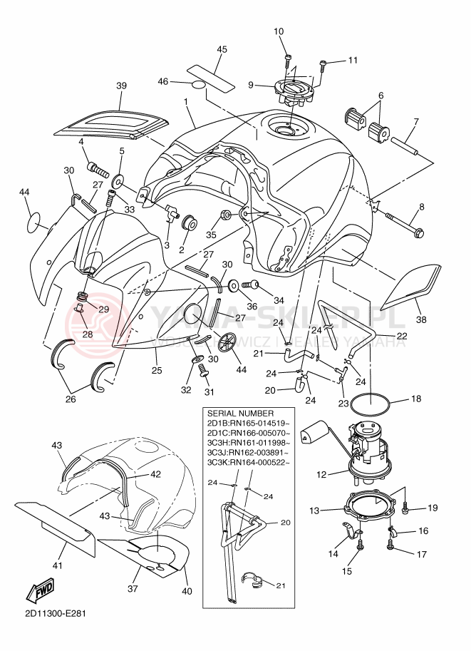 Schemat "zbiornik paliwa" do Yamaha FAZER