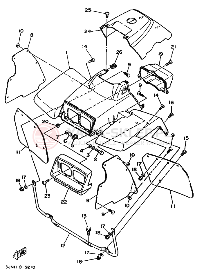 Schemat "PRZEDNI BŁOTNIK" do Yamaha PRO HAULER