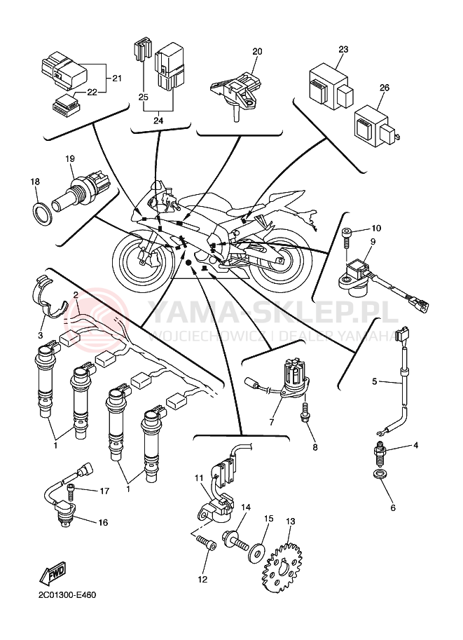 Schemat "układ elektryczny" do Yamaha YZF-R6