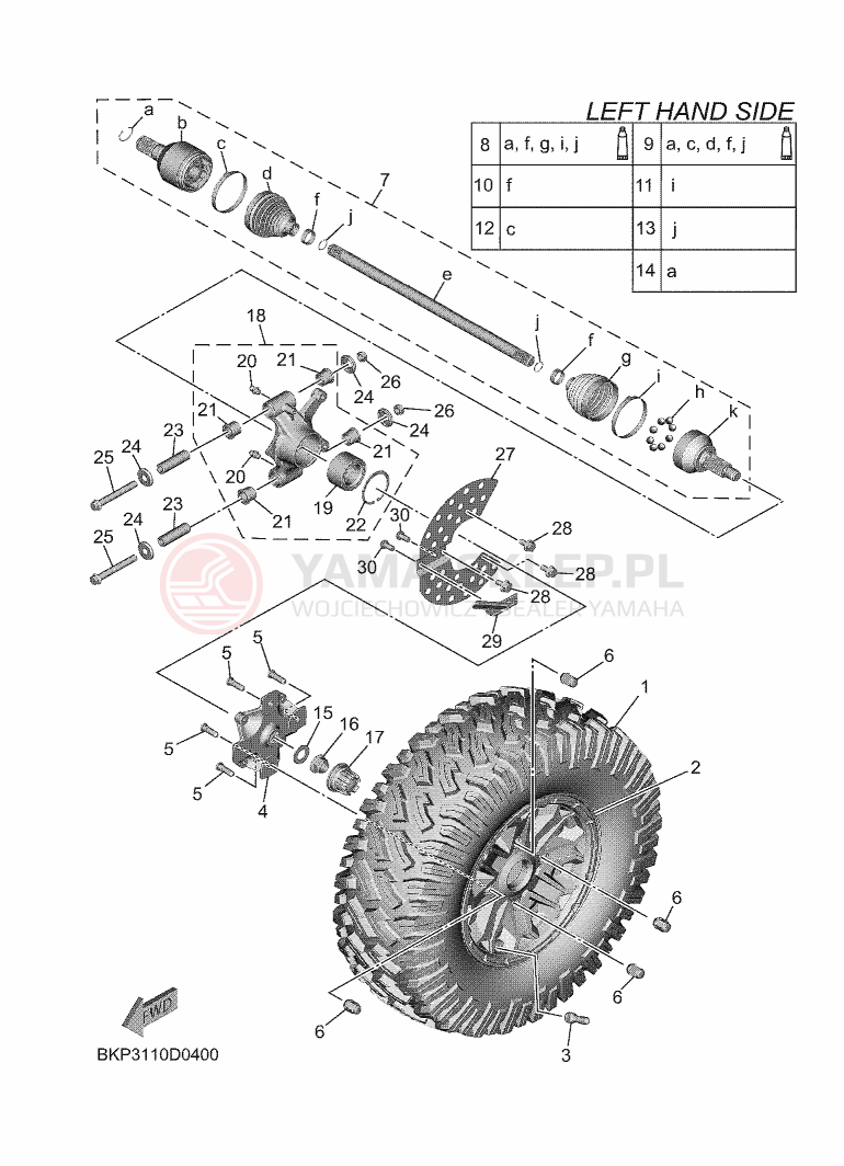 Schemat "Koło tył" do Yamaha WOLVERINE RMAX2 1000 R-SPEC