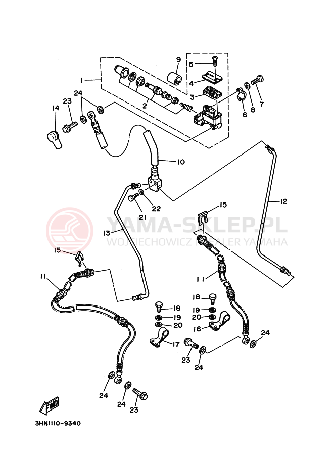 Schemat "Pompa hamulcowa przednia" do Yamaha YFM350FW