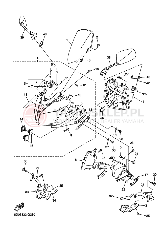 Schemat "Obudowa silnika" do Yamaha FAZER