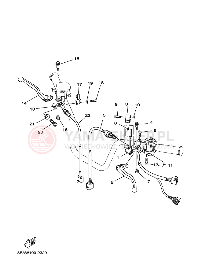 Schemat "Kierownica i osprzęt" do Yamaha BREEZE