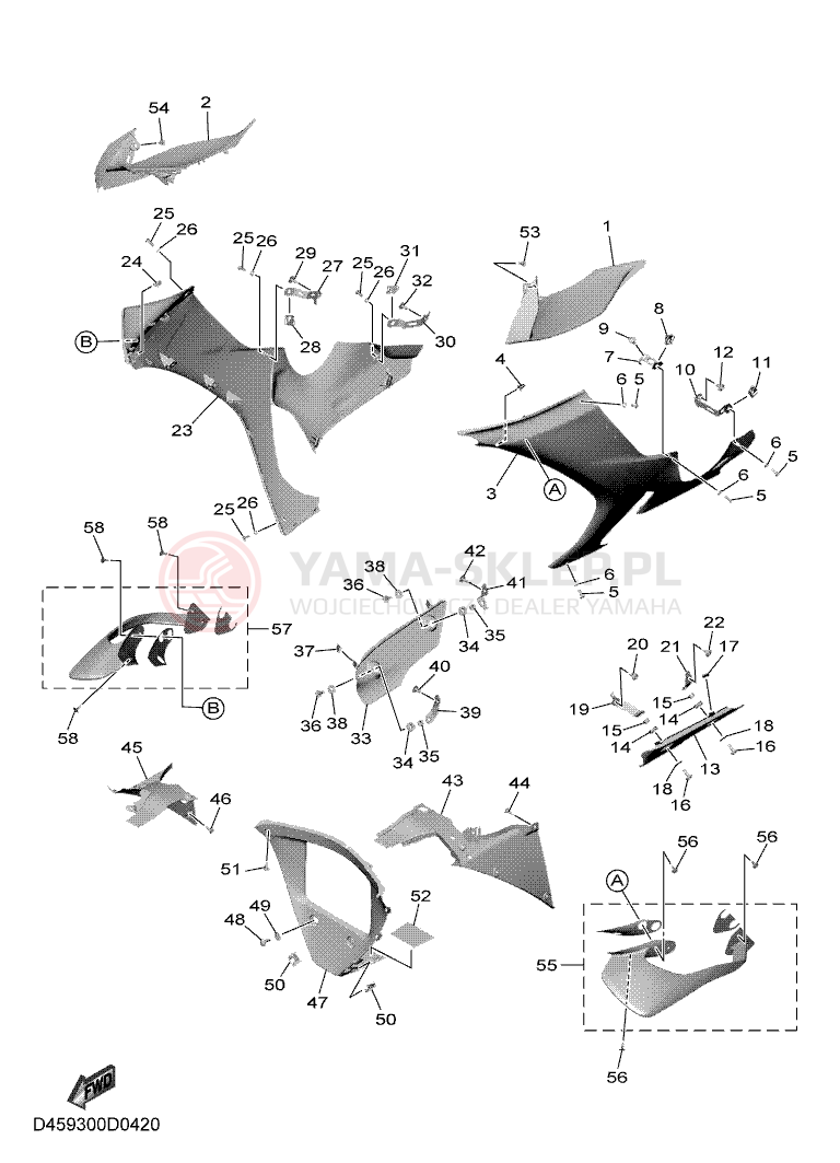 Schemat "POKRYWA SILNIKA 2" do Yamaha R1