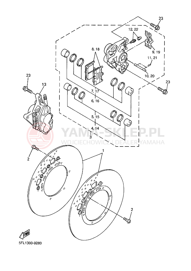 Schemat "Układ hamulcowy przód" do Yamaha YZF-R7 R7