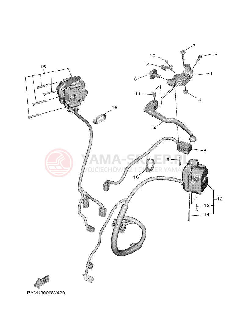 Schemat "Kierownica i osprzęt" do Yamaha MT-09 SP