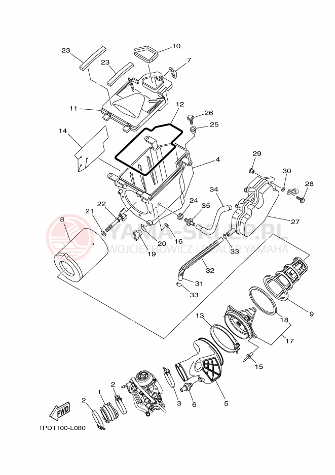 Schemat "Wtrysk paliwa" do Yamaha YFZ450B