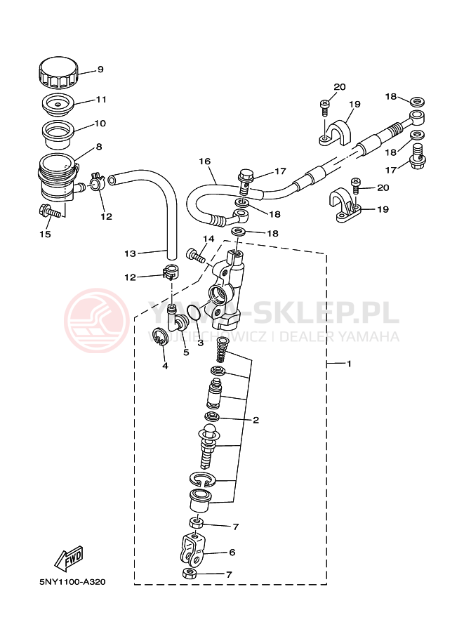 Schemat "Pompa hamulcowa tył" do Yamaha YZ250