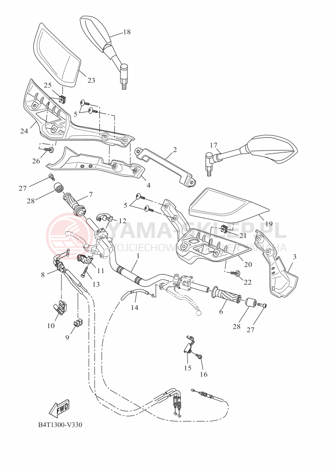 Schemat "Kierownica i osprzęt" do Yamaha TRACER 7 GT