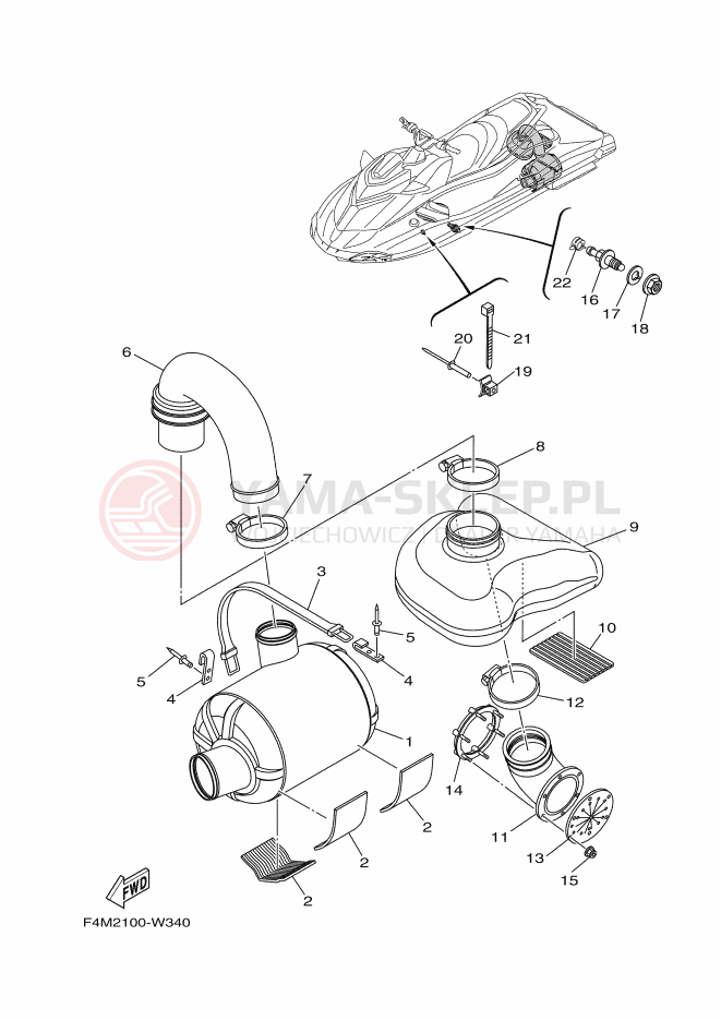 Schemat "wydech" do Yamaha GP1800D-W