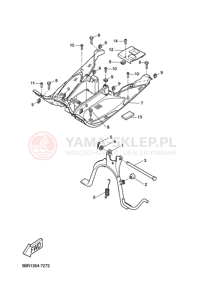 Schemat "Stopka postojowa i podnóżki" do Yamaha AEROX