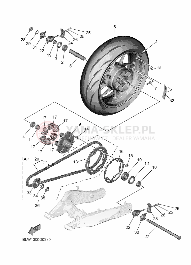 Schemat "Koło tył" do Yamaha MT-07 Y-AMT