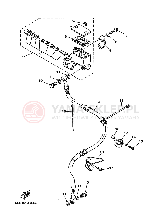 Schemat "Pompa hamulcowa przednia" do Yamaha TW200