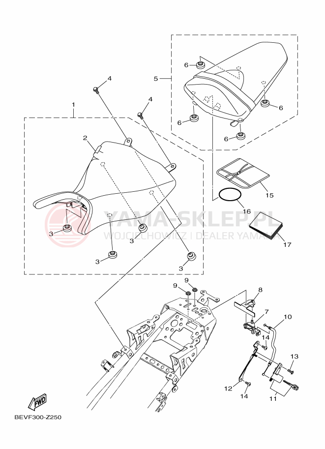 Schemat "siedzenie" do Yamaha MT-03