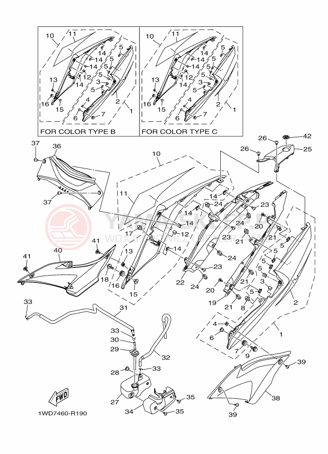 Schemat "Pokrywa boczna" do Yamaha YZF-R25
