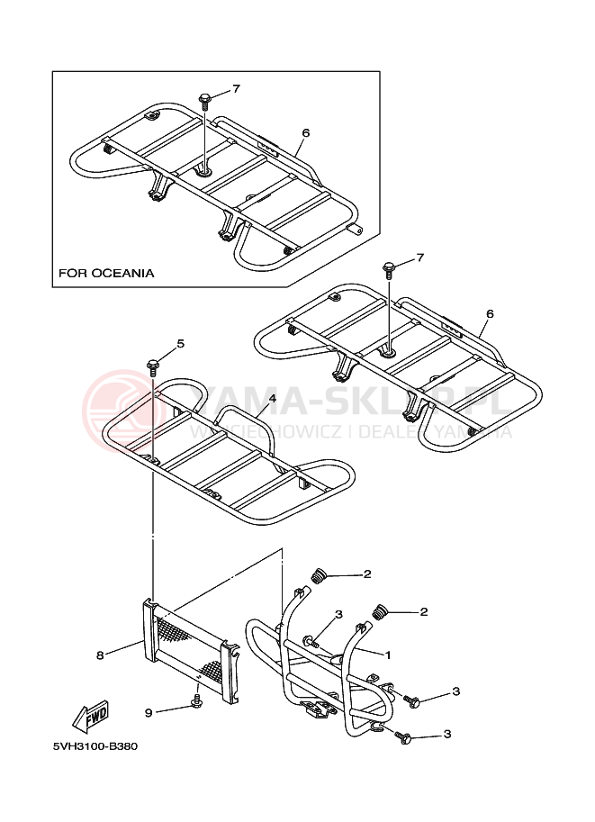 Schemat "RAMIĘ STERUJĄCE" do Yamaha KODIAK 2WD