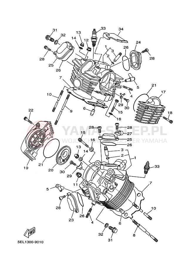 Schemat "głowica" do Yamaha XVS1100 DRAGSTAR 1100