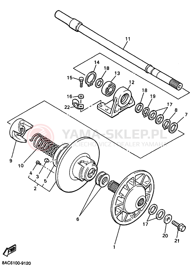 Schemat "Przeniesienie napędu" do Yamaha VK540V