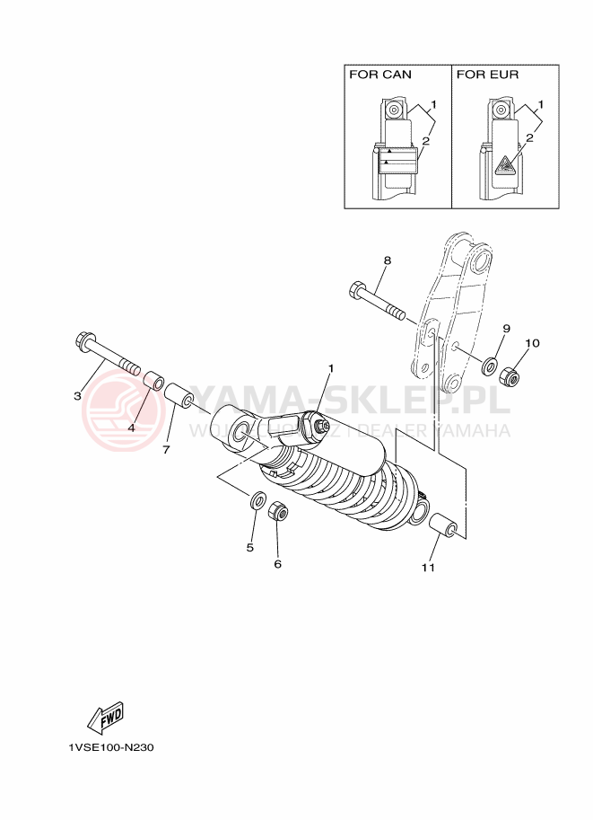Schemat "zawieszenie tył" do Yamaha YFM700RSE