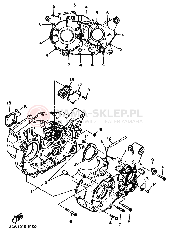 Schemat "Obudowa silnika" do Yamaha SR500