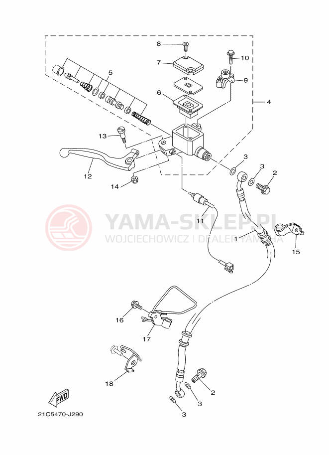 Schemat "Pompa hamulcowa przednia" do Yamaha FZ16