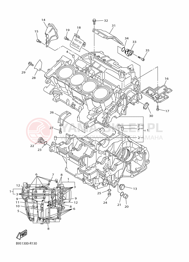 Schemat "Pokrywa silnika" do Yamaha FJR1300AS