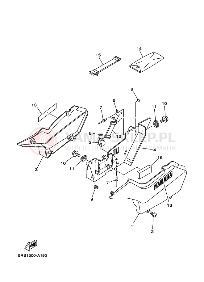 Schemat "Pokrywa boczna" do Yamaha TW125