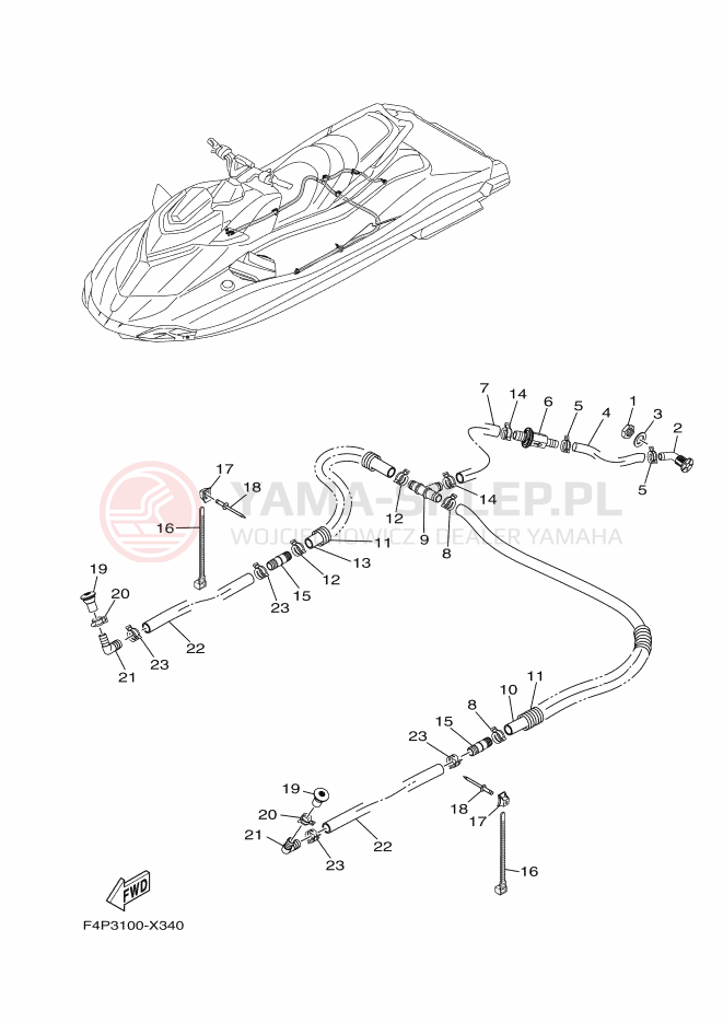 Schemat "Pompa bigle" do Yamaha GP1800B-X