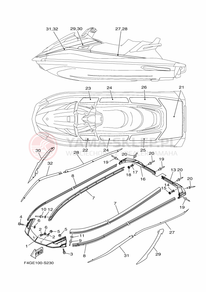Schemat "GUNWALE - MAT" do Yamaha VX CRUISER