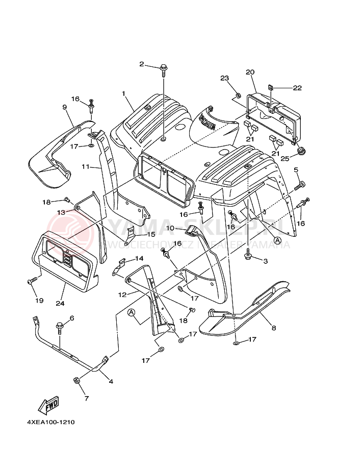 Schemat "Przedni błotnik" do Yamaha YFM250