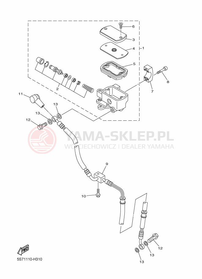 Schemat "Pompa hamulcowa przednia" do Yamaha XVS950A