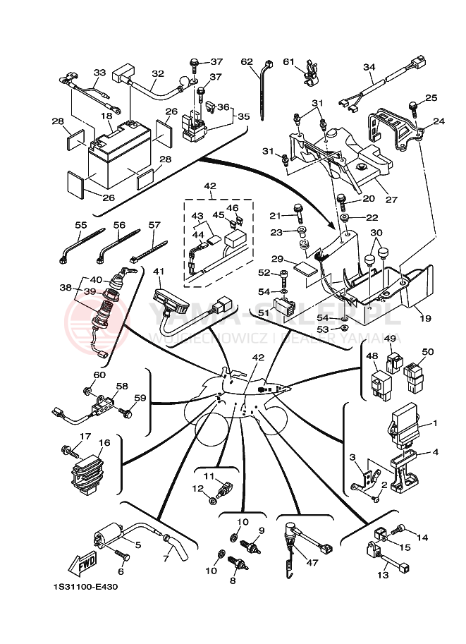 Schemat "układ elektryczny" do Yamaha YFM700R