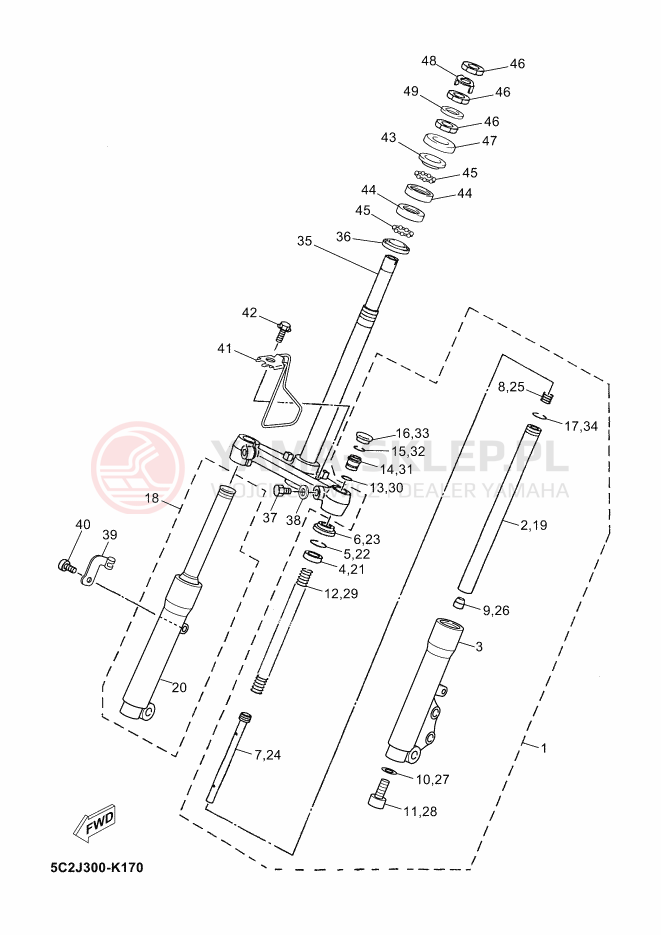 Schemat "Amortyzatory przód" do Yamaha NEOS
