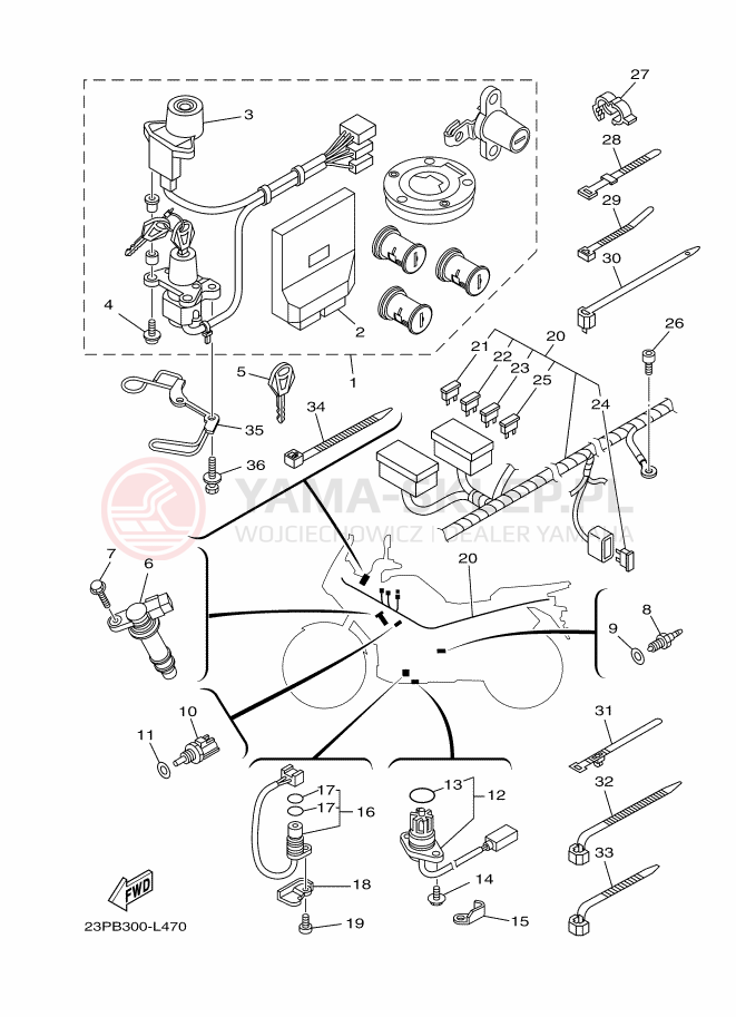 Schemat "układ elektryczny" do Yamaha XT1200Z