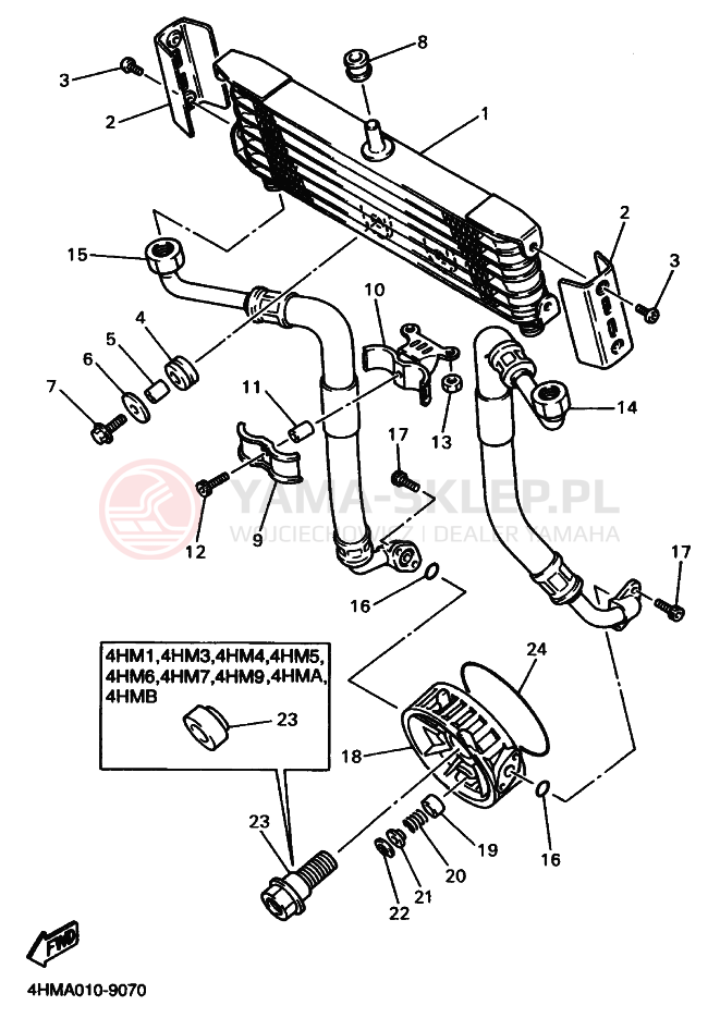 Schemat "Chłodnica oleju" do Yamaha XJR400R