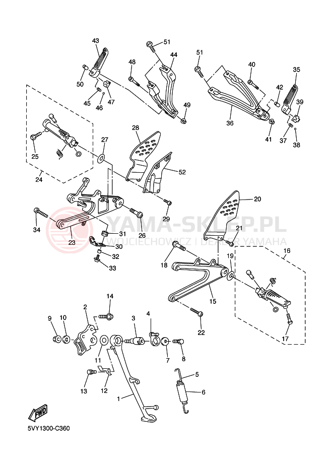 Schemat "Stopka postojowa i podnóżki" do Yamaha YZF-R1